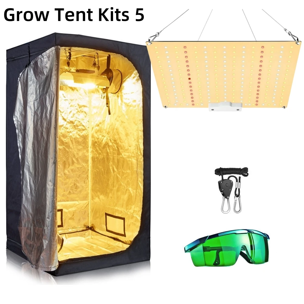 Hydroponisch kweeksysteem kweektent kit growbox 1000W full spectrum led kweeklamp 4 inch afzuigventilatoren koolstoffilter voor plantenkweek