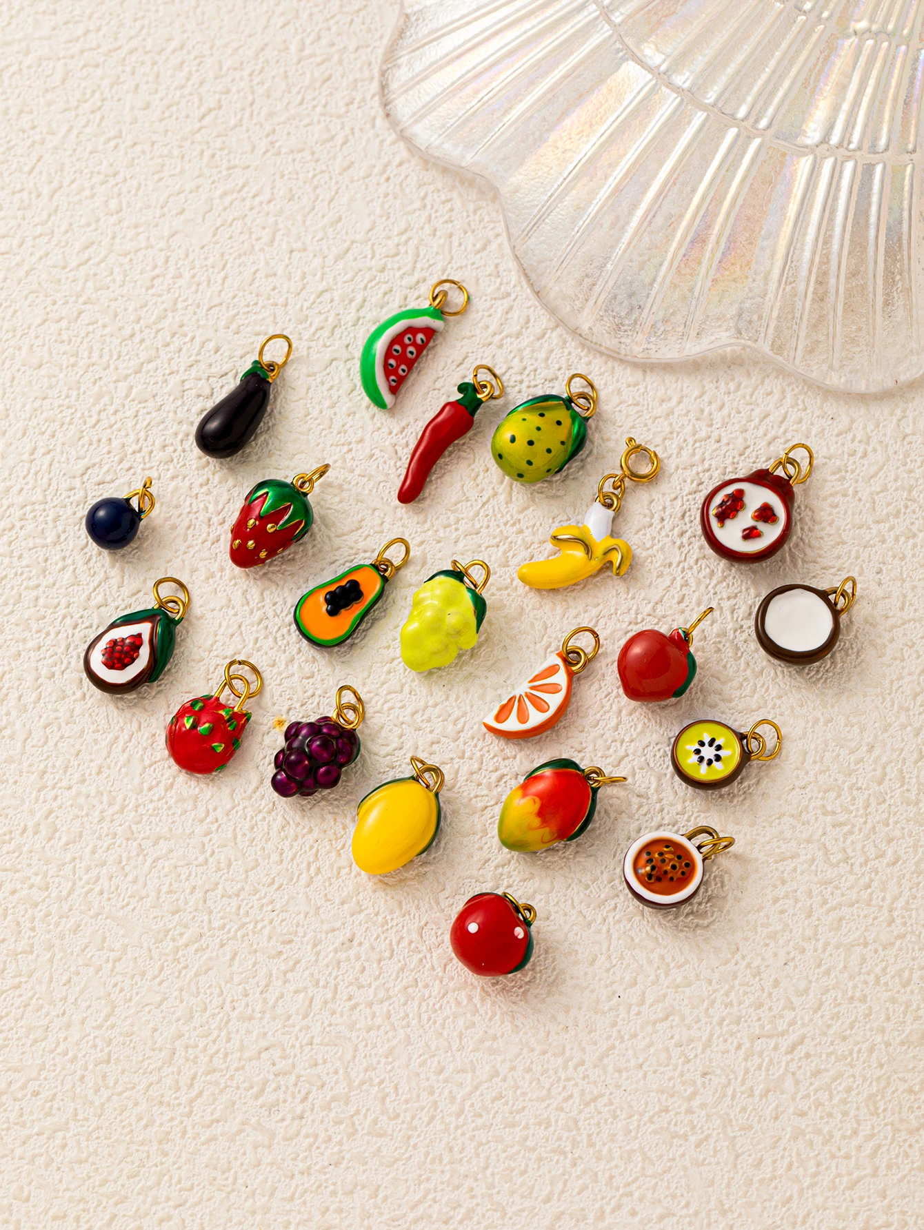 Nischen-Frische Mode Trendige Fruchtserie Mango Erdbeere Wassermelone DIY Anhänger Charms für Schmuck – Detail 2