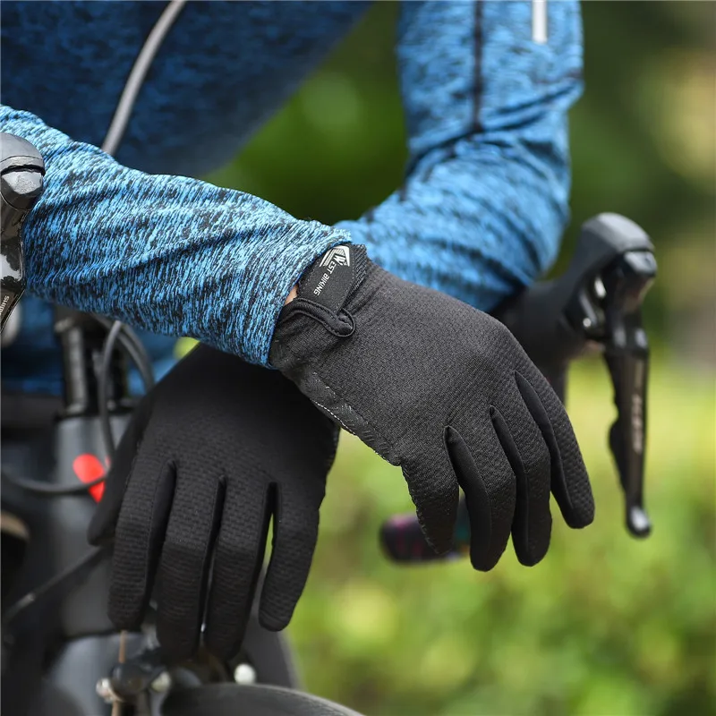 WEST BIKING Summer Cycling Gloves MTB Full Finger Bike Gloves Touch Screen Non-Slip Silicone Palm Rest Driving Riding Gloves