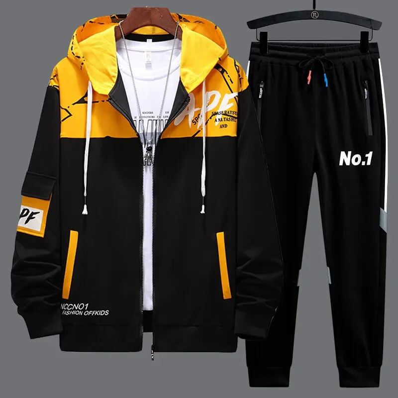 2023 Spring Autumn Mens Fashion Tracksuit Jacket and Sweatpants Two Piece Set Hip Hop Streetwear Male Outfit Suit Trendy Men Set