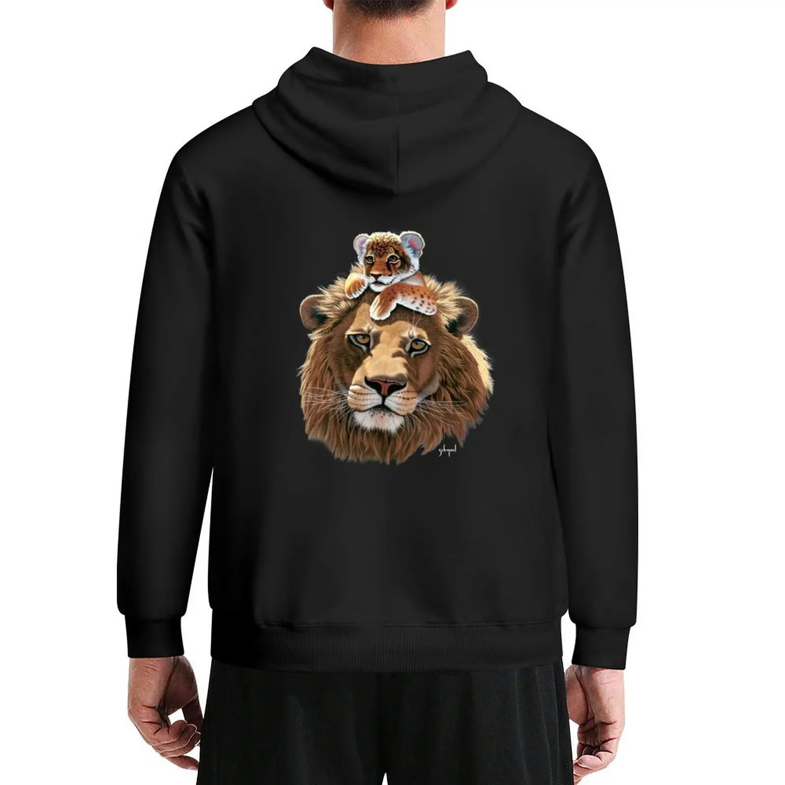 

Father Lion and Lion Cub, male lion Hoodie japanese style korean style clothes blouse men's sweat-shirt set oversized hoodie
