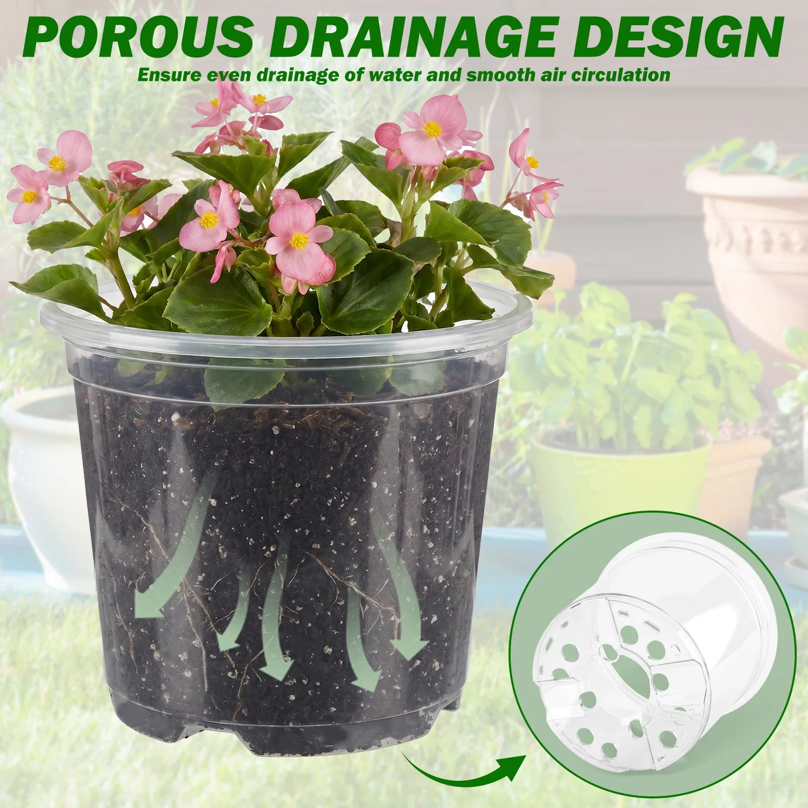 25Pcs 3/4/5/6/7 Inch Clear Nursery Pot Plastic Planter with Small Label Drainable Seedling Pot Seed Starter Pot Garden Accessory view 4