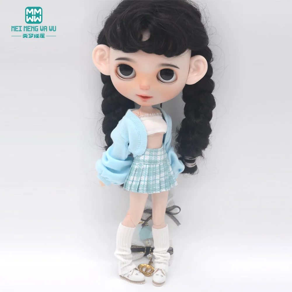 

Blyth clothes Fashion New Puff Sleeve Knit Jacket short skirt Set for Azone OB23 OB24 Doll Accessories