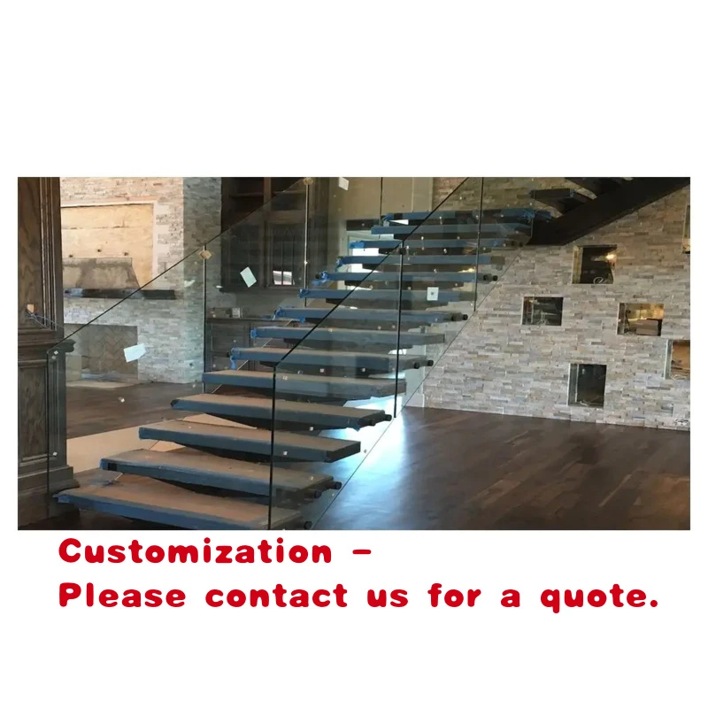 

custom.Customized Modern Indoor/Outdoor Wood Glass Prima Railing Straight Stairs Light Ladder Apartment Living Room Popular