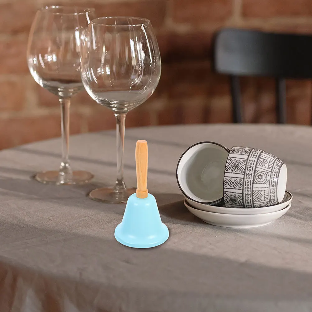 

2Pcs Hand Bell 6.5cm Iron Metal Wood Handle Loud Jingling Sound for Classroom Service Dinner Call Attention Ring