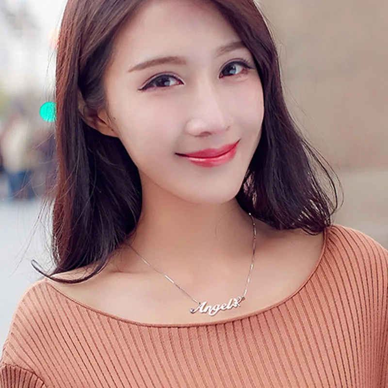 

Personalized Custom Name Necklace Stainless Steel Cuban Thick Chain Nameplate Pendant For Men Women Birthday Jewelry Gift