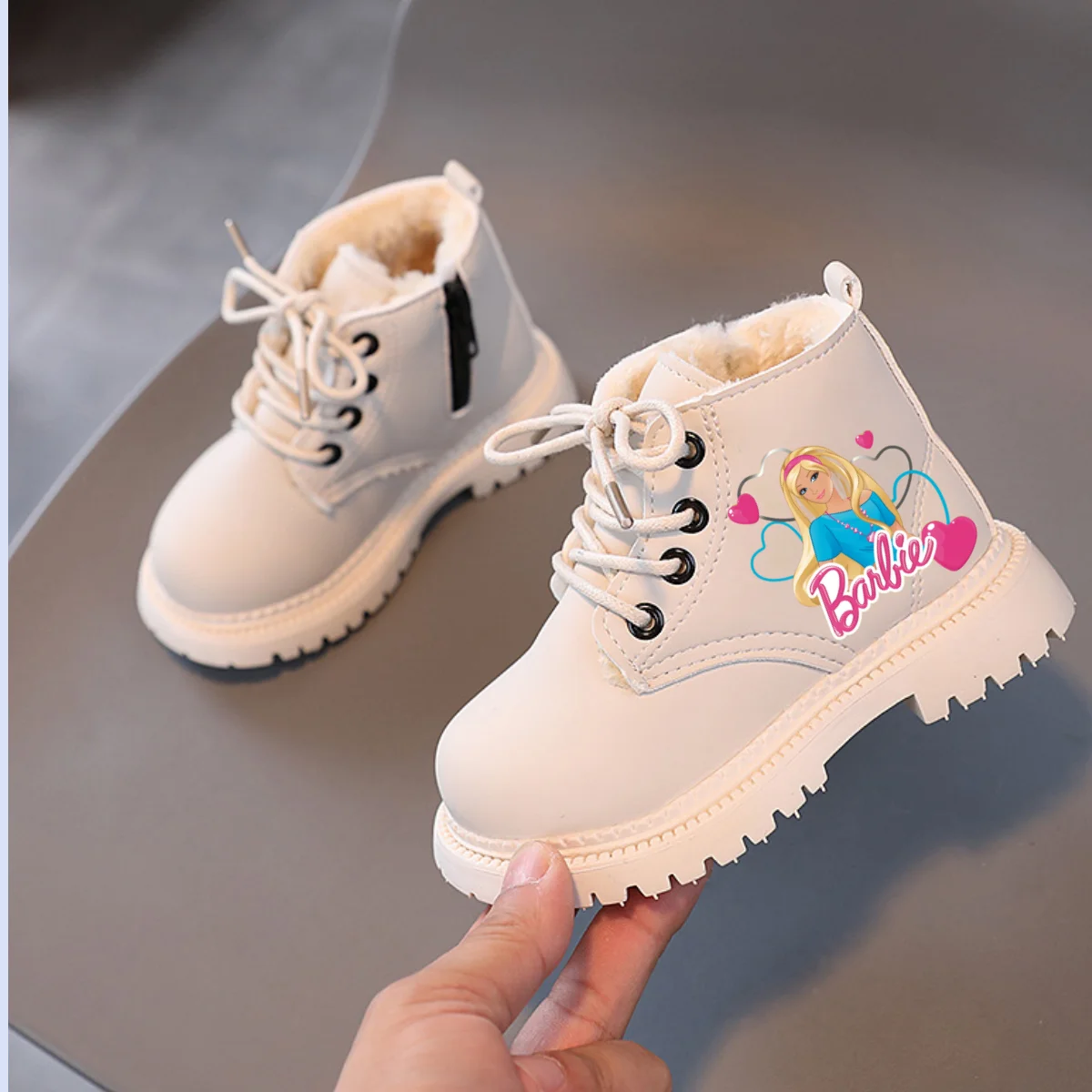 Barbie Boots Anime Barbie Shoes Kids Winter Snow Boots Children Short Boots Girls Casual Shoes New Baby Warm Tennis Shoes