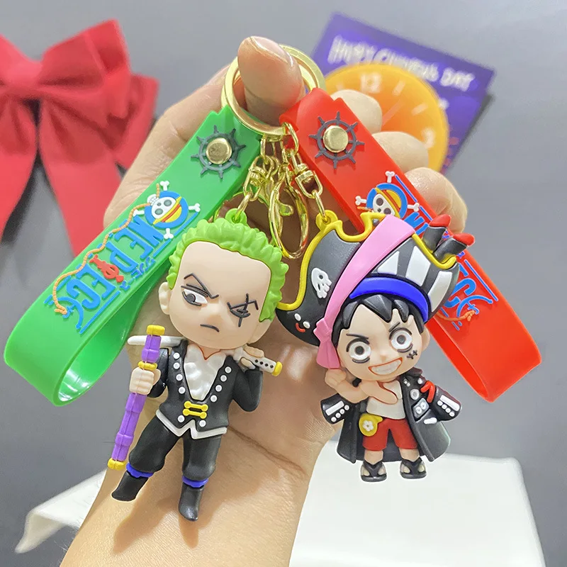 2024 New Anime Theater Pirate Zoro Keychain Cartoon Doll Luffy King Keychain Bag Pendant Children's Birthday Gift Christmas Gift