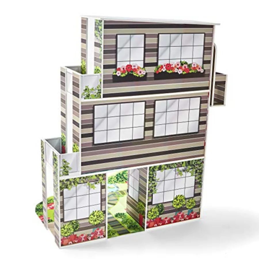 Garden Dollhouse, Multi-color wooden outdoor decorative house with weather-resistant finish