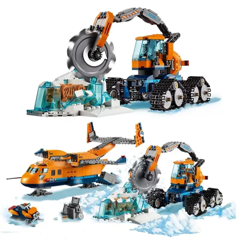 

Suitable for MOC City series building blocks Arctic supply aircraft crawler icebreaker car children's boy toys Christmas gifts