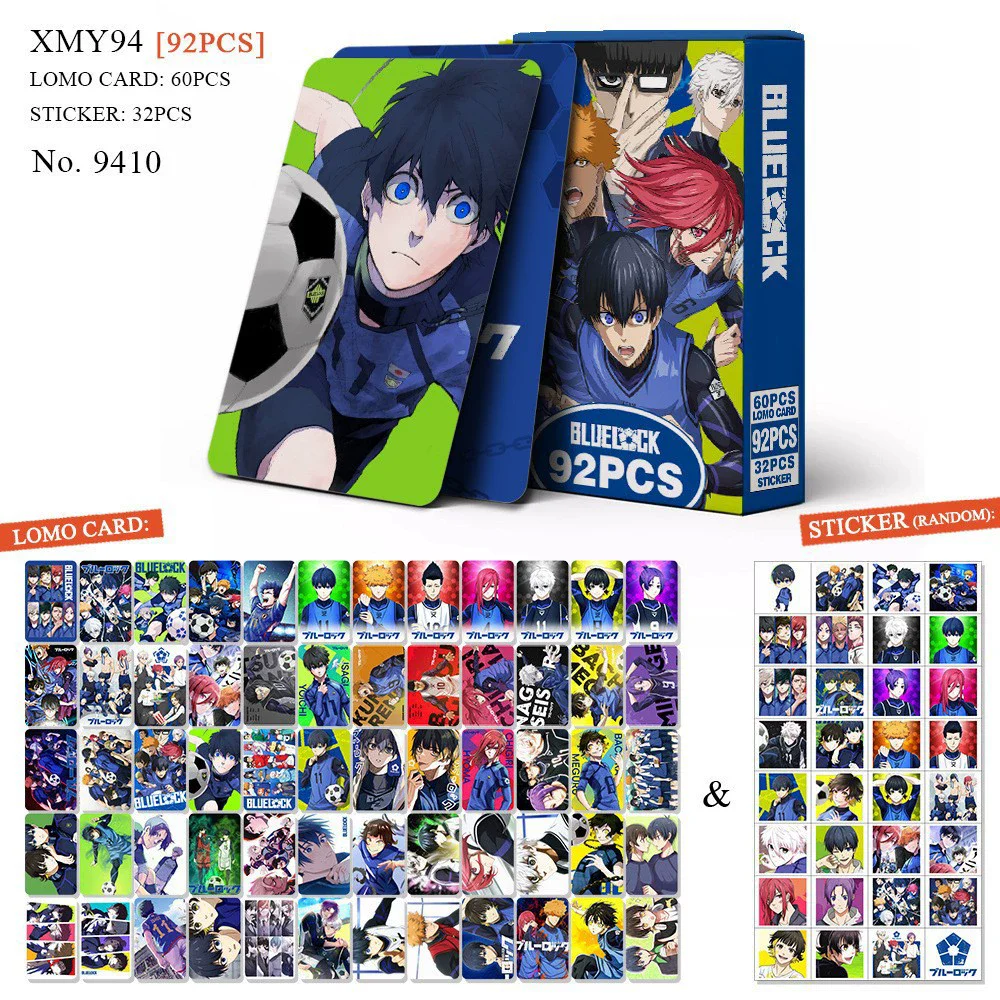 50-96PCS Blue Lock Anime Laser Lomo Cards - Cartoon Character Holographic Photocard Kawaii Stationery Gift