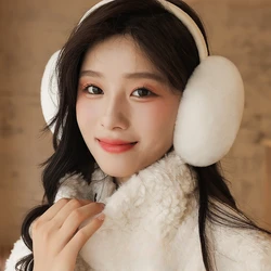 Faux Rabbit Fur paraorecchie donna Hang Ear Cover Warm Winter Headwear Solid Ear Muffs paraorecchie in pelliccia uomo Unisex Adult Ear Warmer Fold