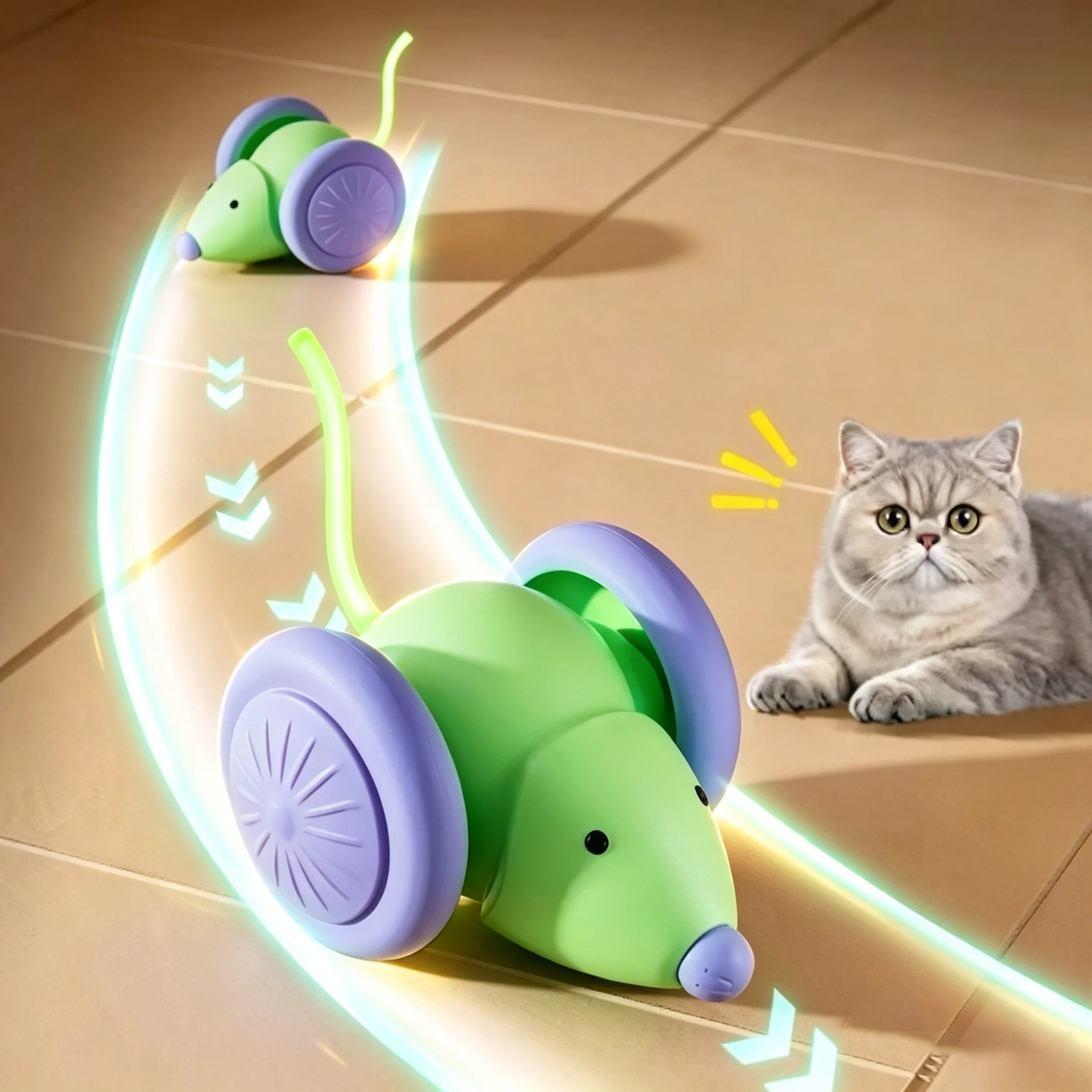 Electric Mouse Car Interactive Cat Toy Automatic Teaser Rechargeable Intelligent Obstacle Avoidance Kitten Pet Toys