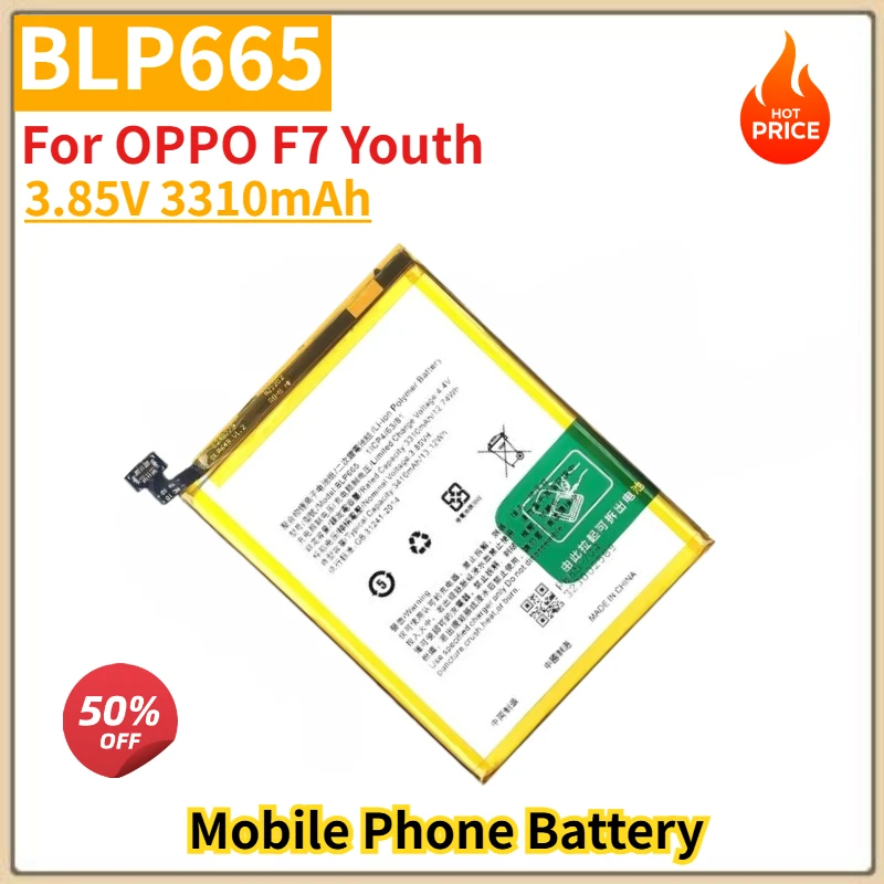

BLP665 High Quality Phone Battery 3.85V 3310mAh For OPPO F7 Youth Brand New Replacement Battery
