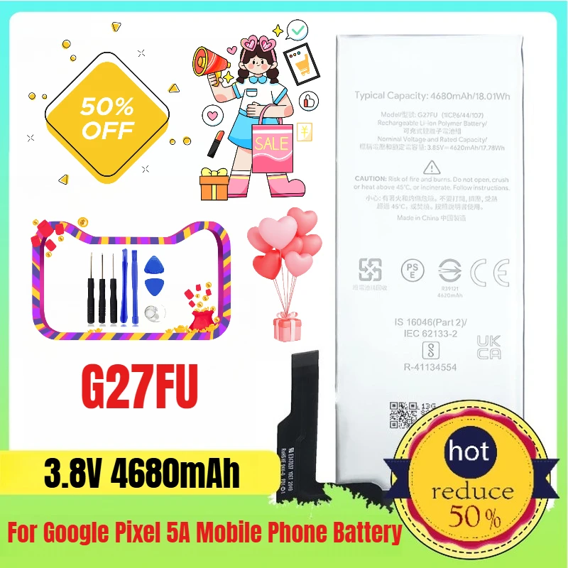 

4680mAh G27FU Suitable for Google Pixel 5A Mobile Phone Battery