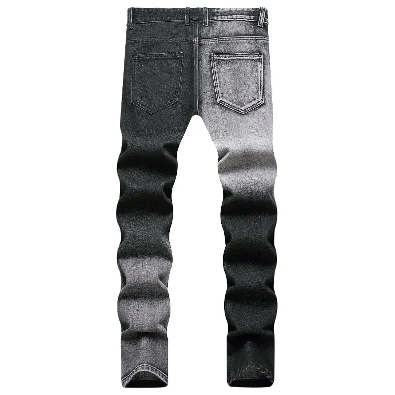 Die neuen trendigen Herren-Jeans zum Abnehmen, nicht elastisch, stilvoll, Patchwork, zerrissen, für die sommerliche Jugendsaison, Dopamin-Mode