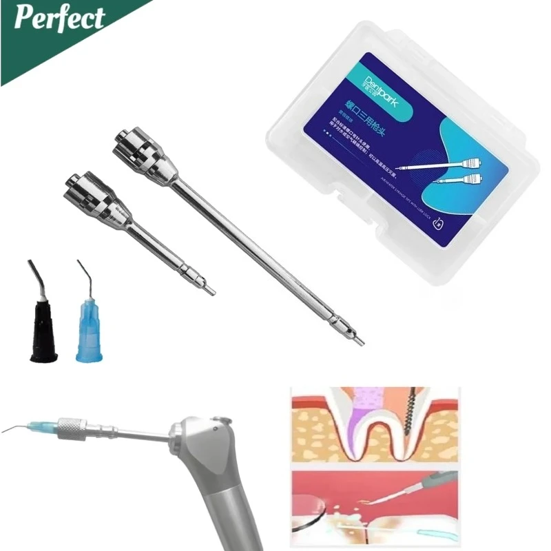 

Стоматологические 3-ходовые насадки для шприцев воздух-вода с металлическими наконечниками Luer Lock и 2 иглами для точного контроля потока воздуха и воды