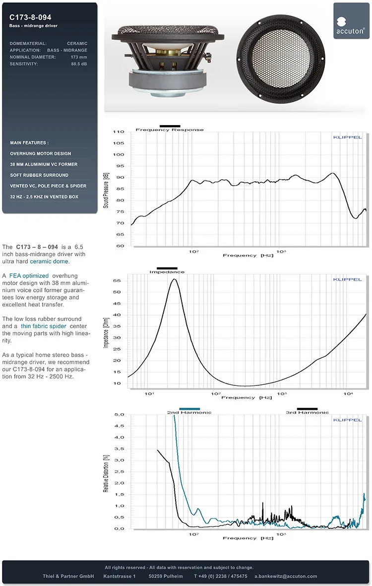 ألمانيا، Aika Accuton C173-8-094 مكبر صوت متوسط الحجم مقاس 6.5 بوصة من السيراميك