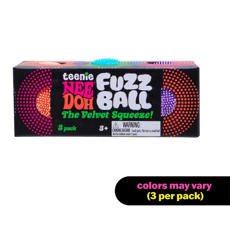 Needoh Fuzz Ball Stress Teenie 3 Pack Mini Relief Sensory Toy The
