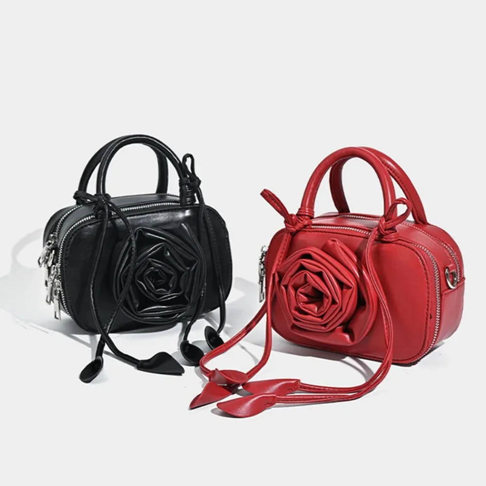 

Fashionable Three-dimensional Rose Handbag Multifunctional Shoulder Crossbody Bag Small Square Bag High-end Style Handbag
