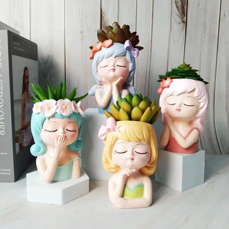 

Nordic Style Resin Fairy Flowerpot Desktop Ornaments Bonsai Vase Fleshy Plant Container Home Garden Decor