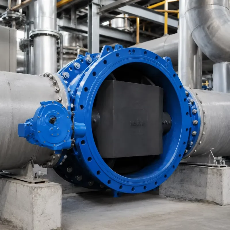 Resilient Seated Butterfly Valve Large Diameter Double Flanged Body Gear Drive Water System