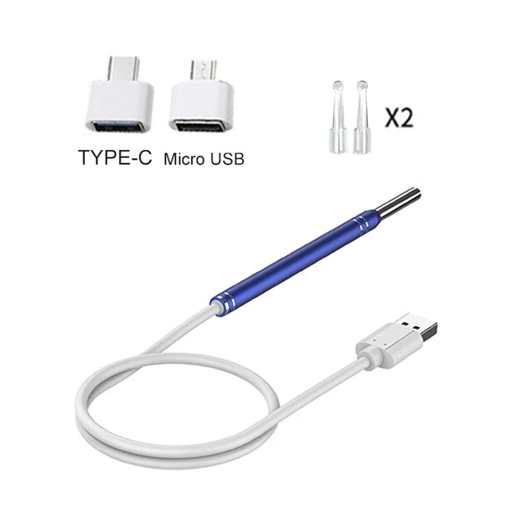 Smart Visual Ear Pick Endoscope 5.5mm Ear Cleaner Otoscope Camera With 6 LED Lights Support Android PC And Type-C