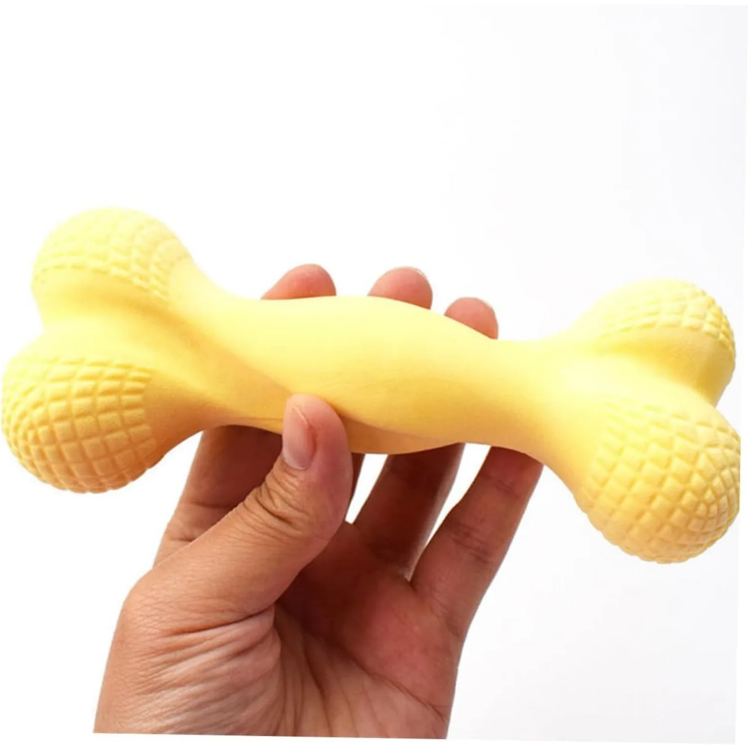 Pet brinquedo mastigar, brinquedo amarelo seguro, limpeza de dentes, mordida, para cachorro, cão, 2pcs