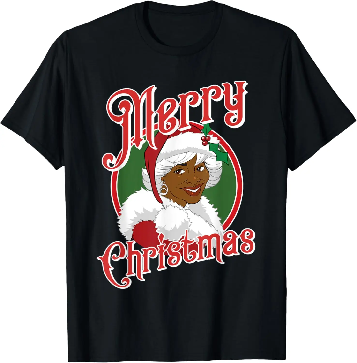 

Merry Christmas African American Santa Black Mrs Claus T-Shirt