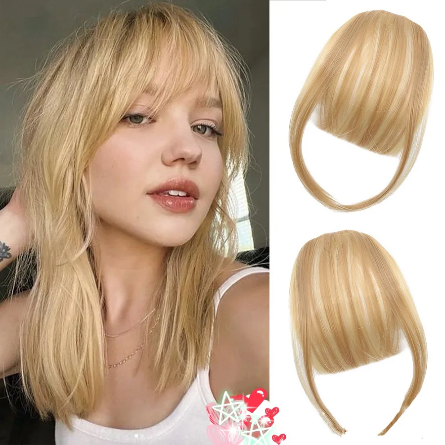 Synthetische Clip-in-Ponyfransen mit Seitensträhnen, Haarteile, künstliche Pony-Extensions für Frauen – Detail 8