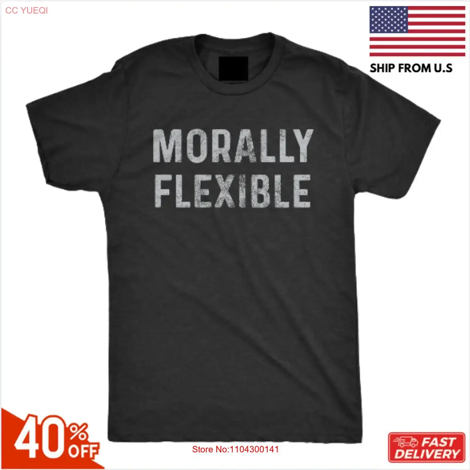 Mens Morally Flexible T shirt Funny Sarcastic Hilarious Novelty for Guys hot vintage Washed Breathable graphic Stretched