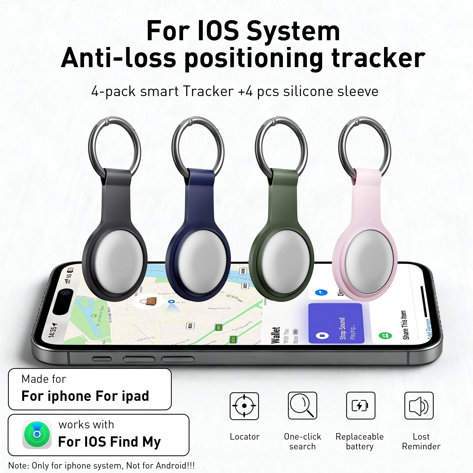 

4PCS smart trackers for iPhone, key metal rings, wallet, luggage, pets, personal item tracking, item positioning devices,