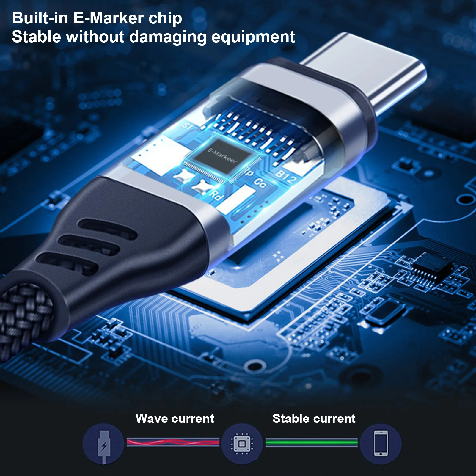 Cavo di ricarica cavo rapido con Chip Emarker 20V/5A cavo dati di tipo C intrecciato in Nylon a doppia testa per