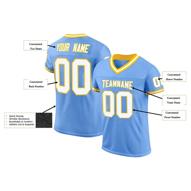 Mix Series Football V-Neck Athletic T-Shirts Customized Football for Men Jersey Personlized Sew Team Unisex Top