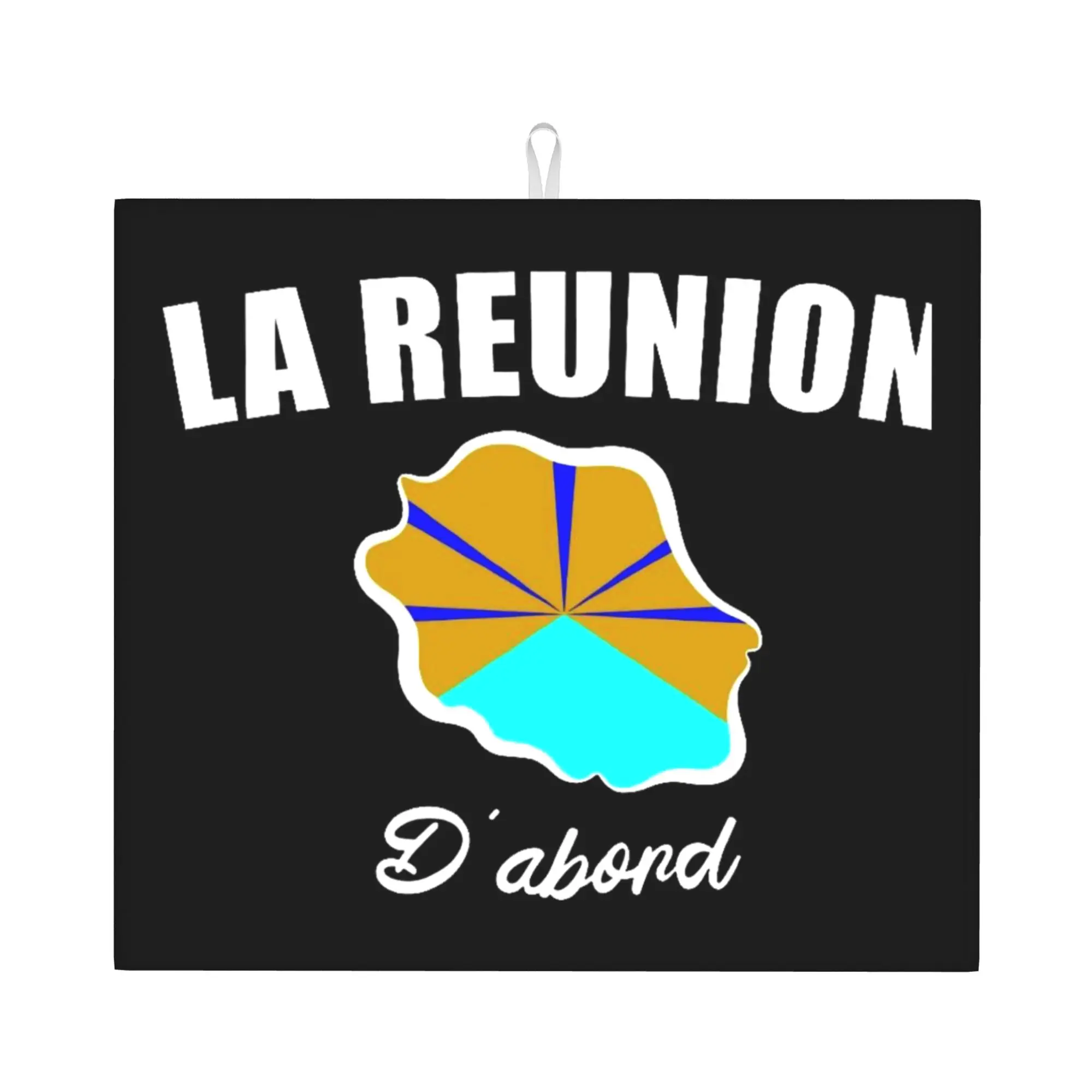 Drying Mat For Kitchen French Volcanic Reunion Island Flag 974 Barware Tableware Oil Proof Washable Kitchen Sink Drying Pad