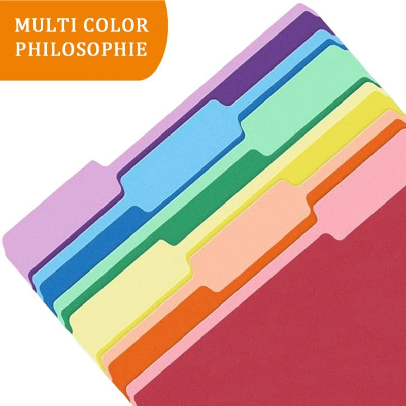 Colored File Folders, Letter & A4 Size, Filing Folders with Tabs for Office School Business Use,  Assorted  Colors (100 Pack)