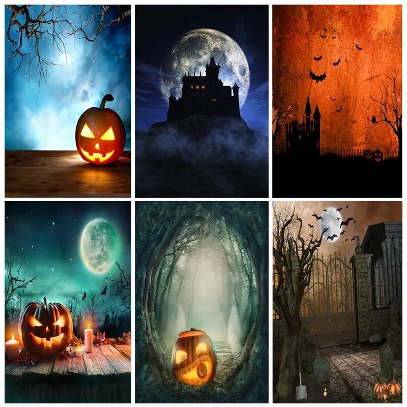 

SHUOZHIKE Art Fabric Photography Backdrops Props Pumpkin Halloween Baby Portrait Photo Studio Background 21610DGP-02