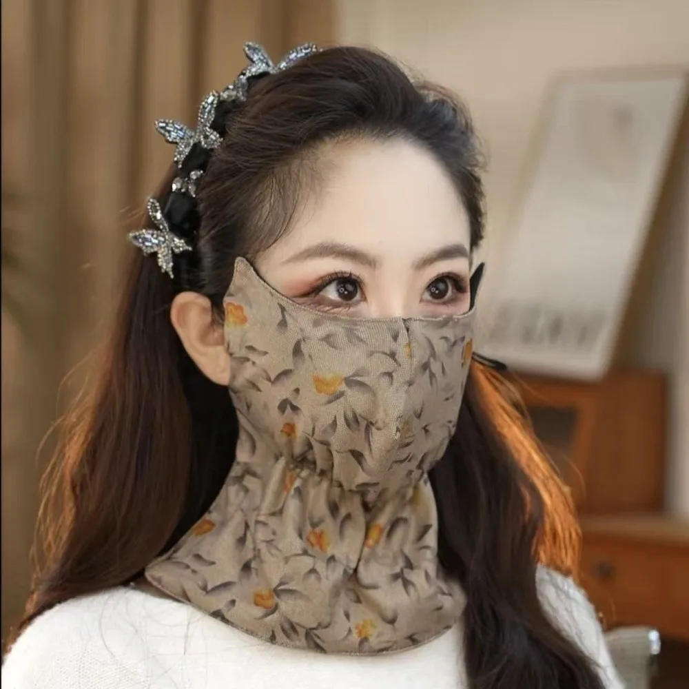 New Flower Warm Face Mask Fleece Windproof Winter Neck Warmer Thickened Lengthen Cycling Cold-Proof Scarf Women