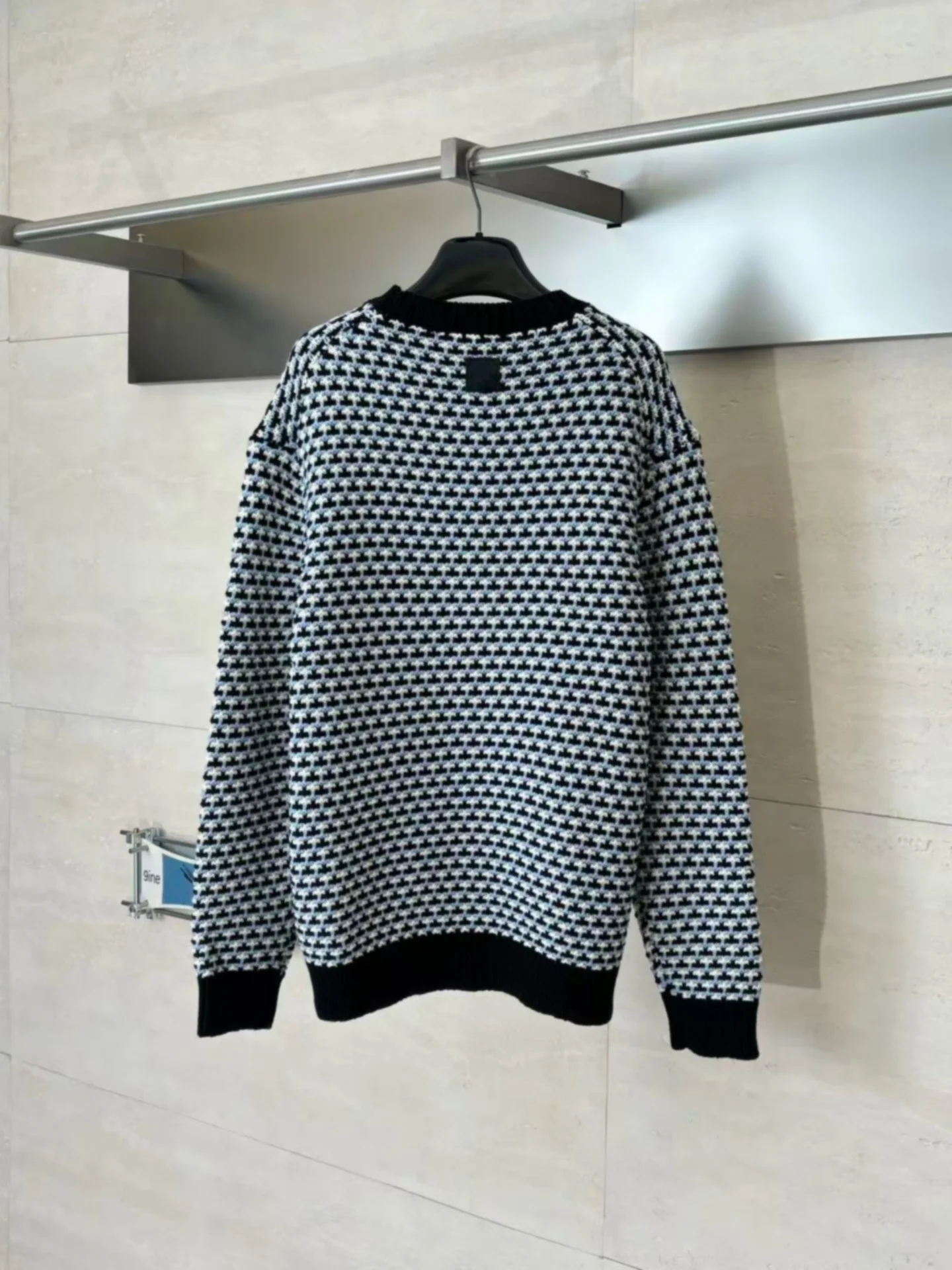 European Sle 26W Knitted Wool Sweater Comfortable Plaid Color Blo 00% Pure Wool Faionable Busin round Ne Sweater