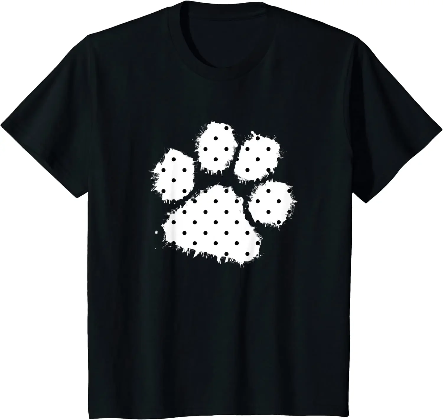 Cute Polka Dot Dog Paw Print White Black Pet T-Shirt Harajuku Men Clothing Shirt Streetwear Vintage T Shirt Women Young Cotton