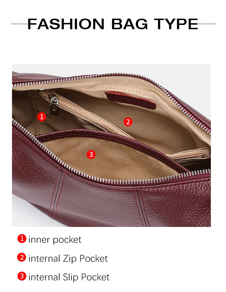 Aidrani Echtleder Halbmond-Unterarmtasche, Minimalistischer High-End-Stil, Vielseitige Rindsleder-Umhängetasche für den Alltag – Detail 6