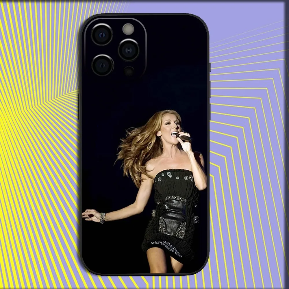 حافظة هاتف C-Celine D-Dion 90S Singer لهاتف iPhone 16,15,14,13,12,11,Pro,X,XS,Max,XR,Plus,غطاء أسود ناعم صغير