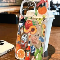 Summer Fruit Drinks Phone Case For iPhone 16 15 14 13 12 11 Pro Max Mini X XS XR SE 7 8 Plus Transparent Non-Slip Cover Fundas