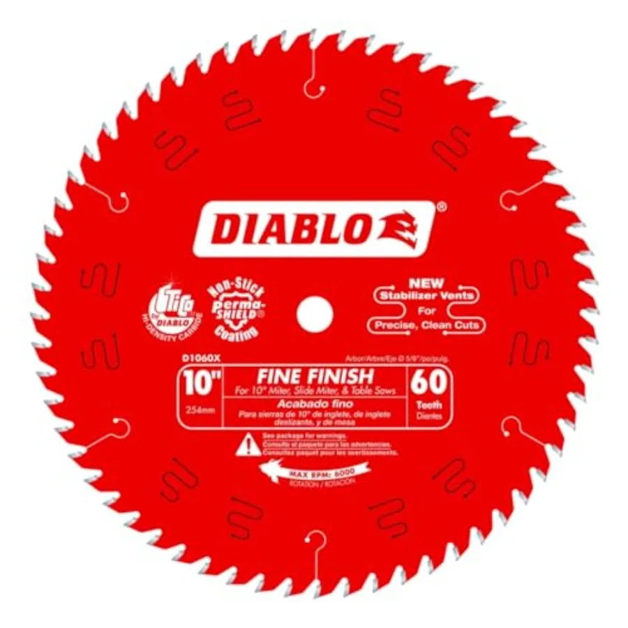

D1060X 10" x 60 tooth fine finish blade alloy steel compatible with wood