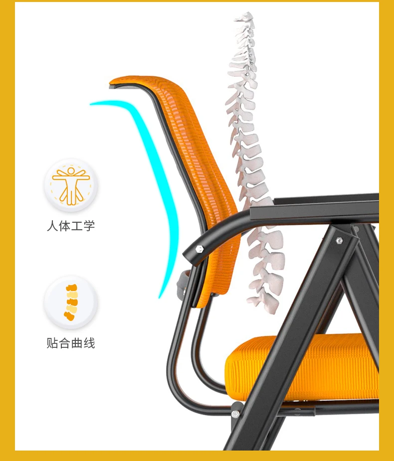 Comfortable Folding Office Chair Adjustable Backrest Desk Chair for Long Sitting Use for Study/ Meeting/ Gaming & Training