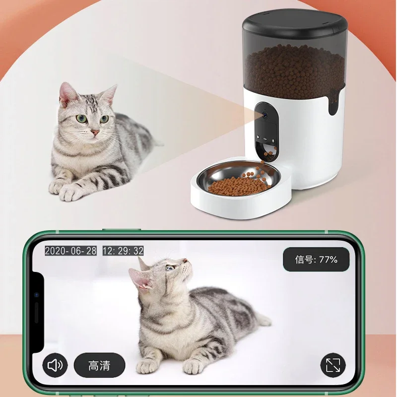 RTS Wholesales factory direct 2.4G 5G IOS android dog cat food water bowl with wifi  pet dispenser pet feeder with camera