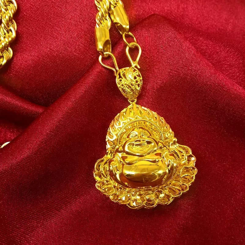 9999 Real Gold 24K Japan and Korea fashion safety Guanyin Buddha pendant fashion necklace pendant