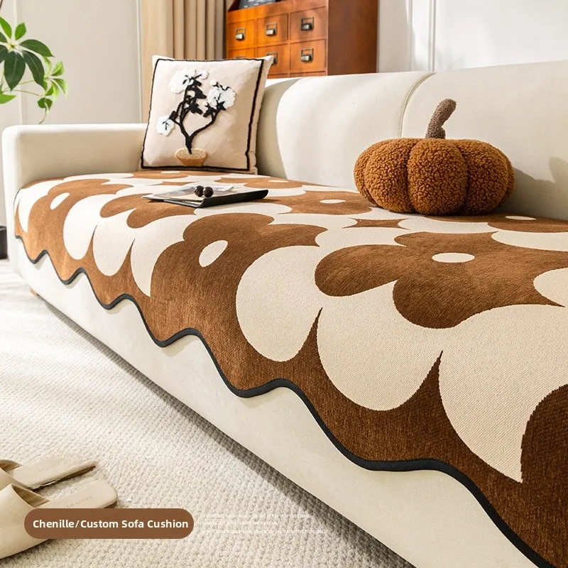 

Новая современная роскошная неправильной формы подушка для дивана, противоскользящая, всесезонная, универсальная накладка из вельвета, полностью облегающая, для домашнего текстиля