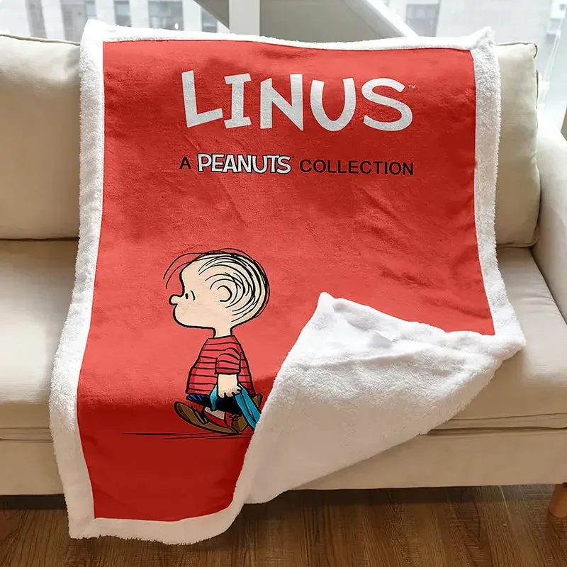 Charlie Brown Lucy Linus Snoopy cute cartoon pattern digital printing thickened warm and comfortable blanket for men and women