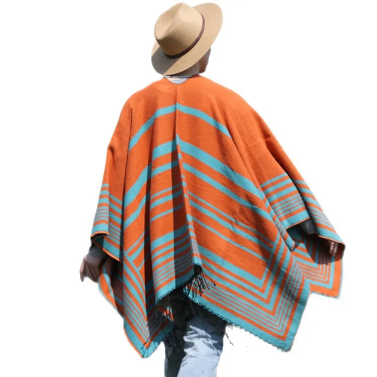 Autumn and Winter New Cape Shawl Warm Men's Hot Selling Split Cape Travel Driving Multi-purpose Tassel Poncho  Cloak P2
